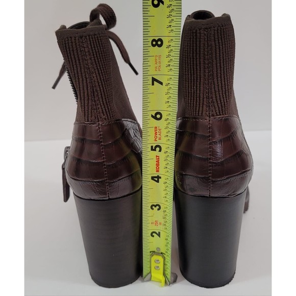 Gibson Latimer Felisa Dark Brown Cow Suede/Fabric/Leather Combat Heeled Boot 8 M - Picture 10 of 11